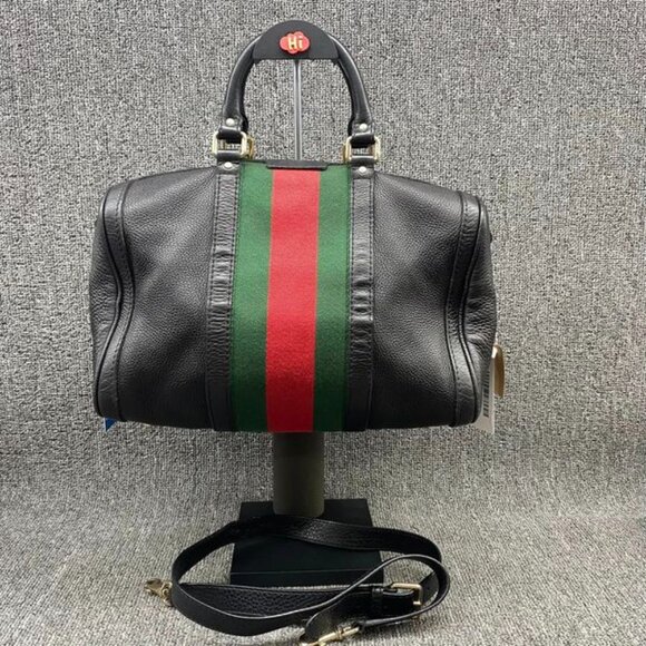 Gucci Handbags - 100% Authentic Gucci Web Boston Leather Shoulder Bag